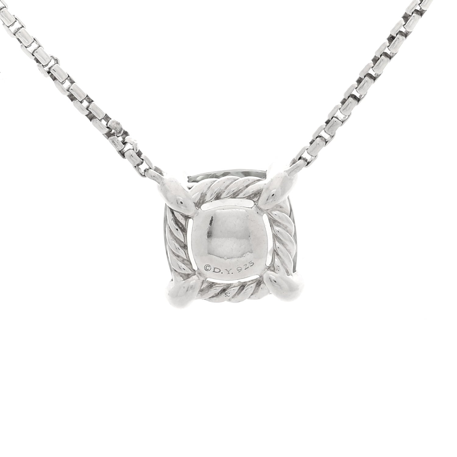David Yurman Sterling Silver Diamond Prasiolite 9mm Petite Chatelaine Pendant Necklace 4 of 5