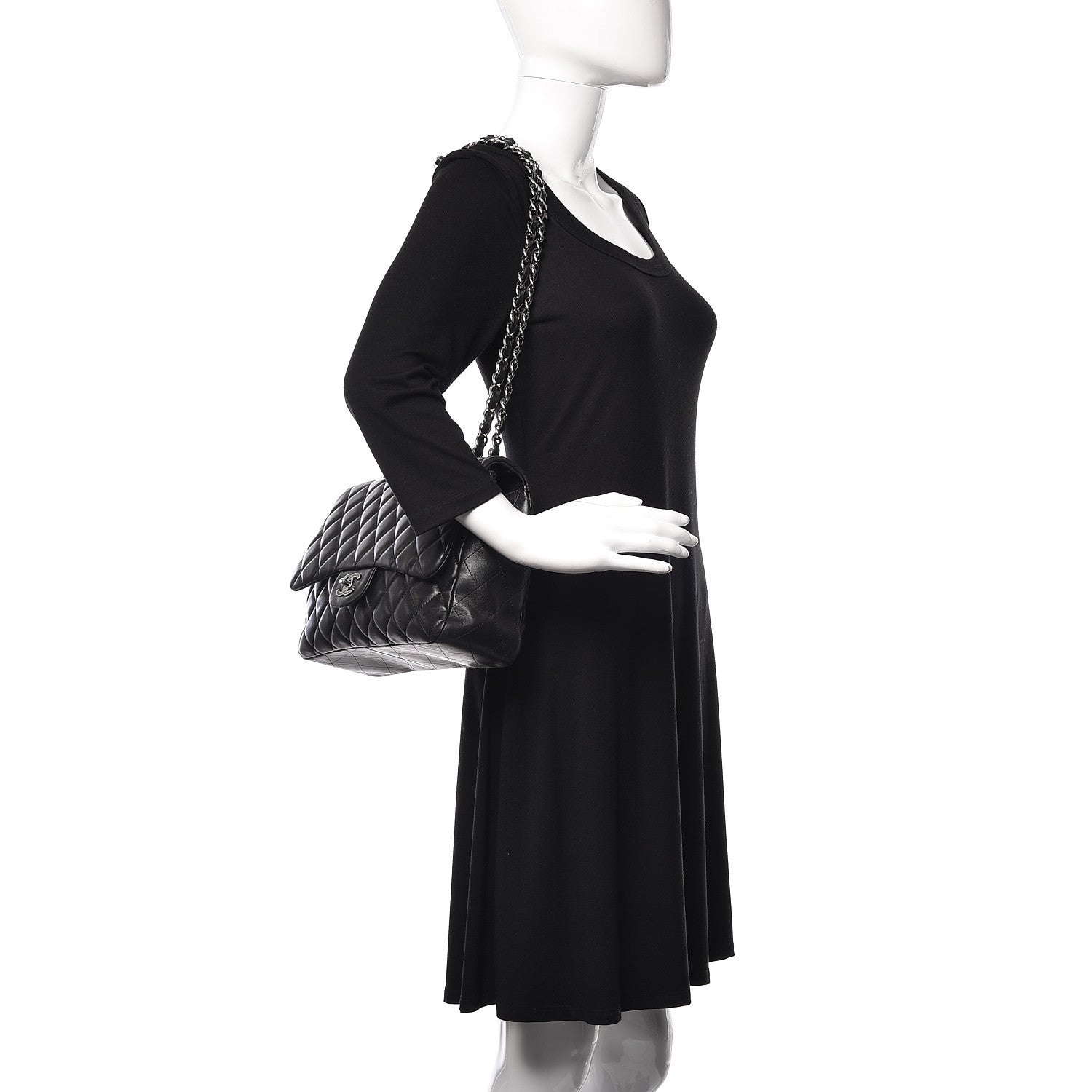 Chanel Lambskin Quilted Jumbo Single Flap Black 2 of 10