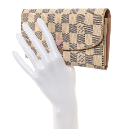 Louis Vuitton Damier Azur Emilie Wallet Rose Ballerine 2 of 7