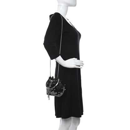 Jimmy Choo Satin Crystal Embellished Bon Bon Bucket Bag Black 2 of 11