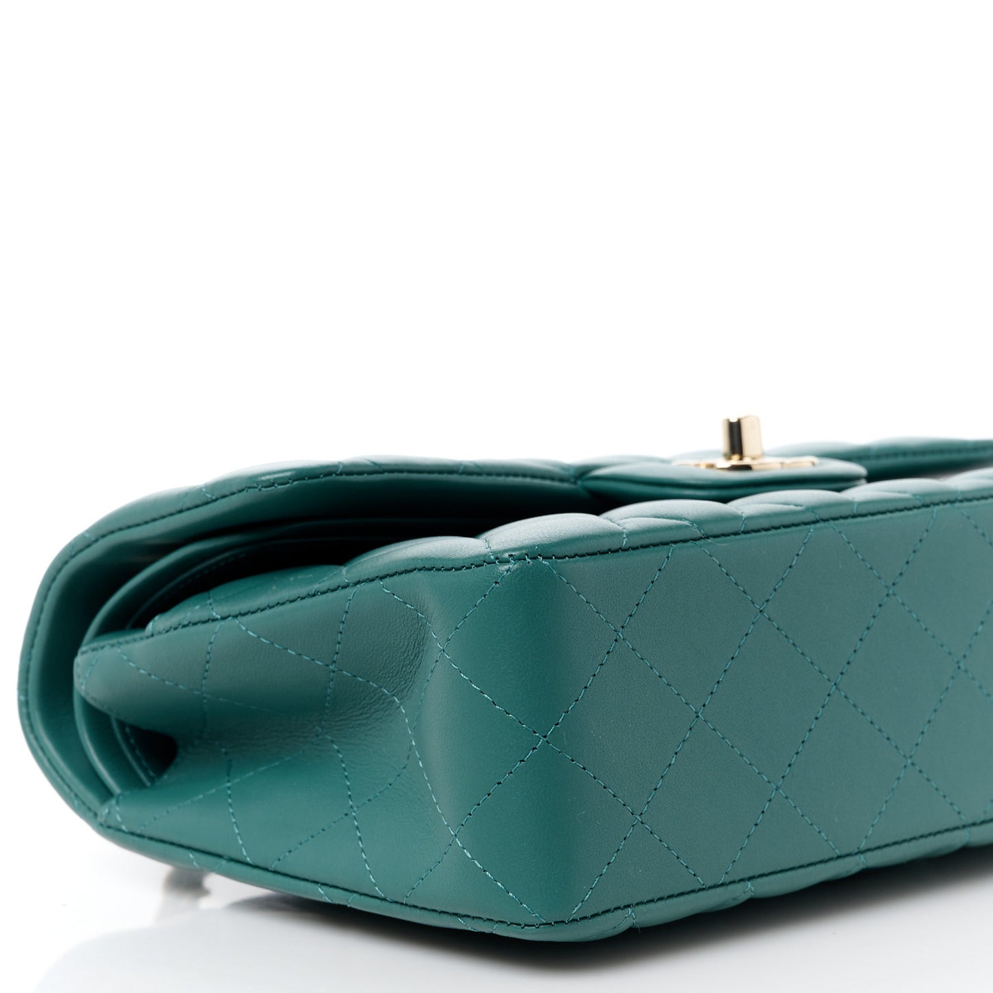 Lambskin Quilted Small Double Flap Green