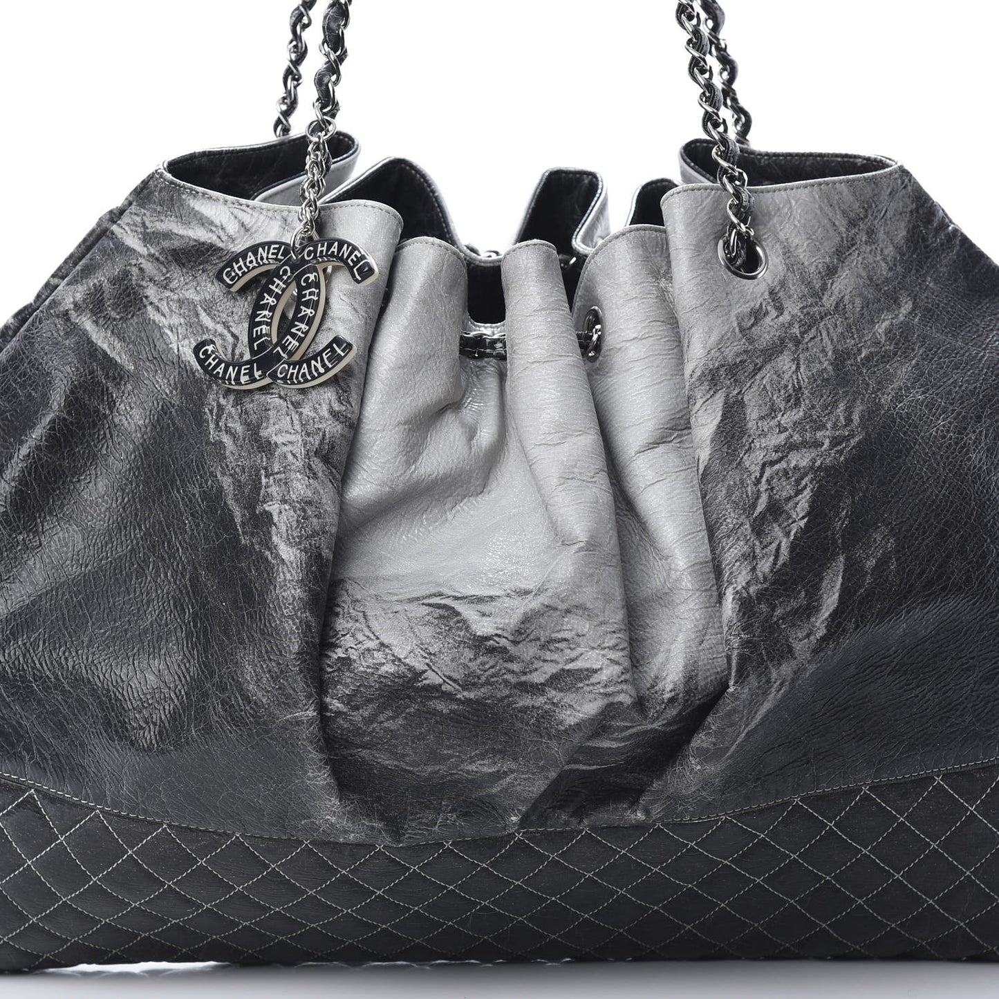 Vinyl Quilted Melrose Degrade Tote Black