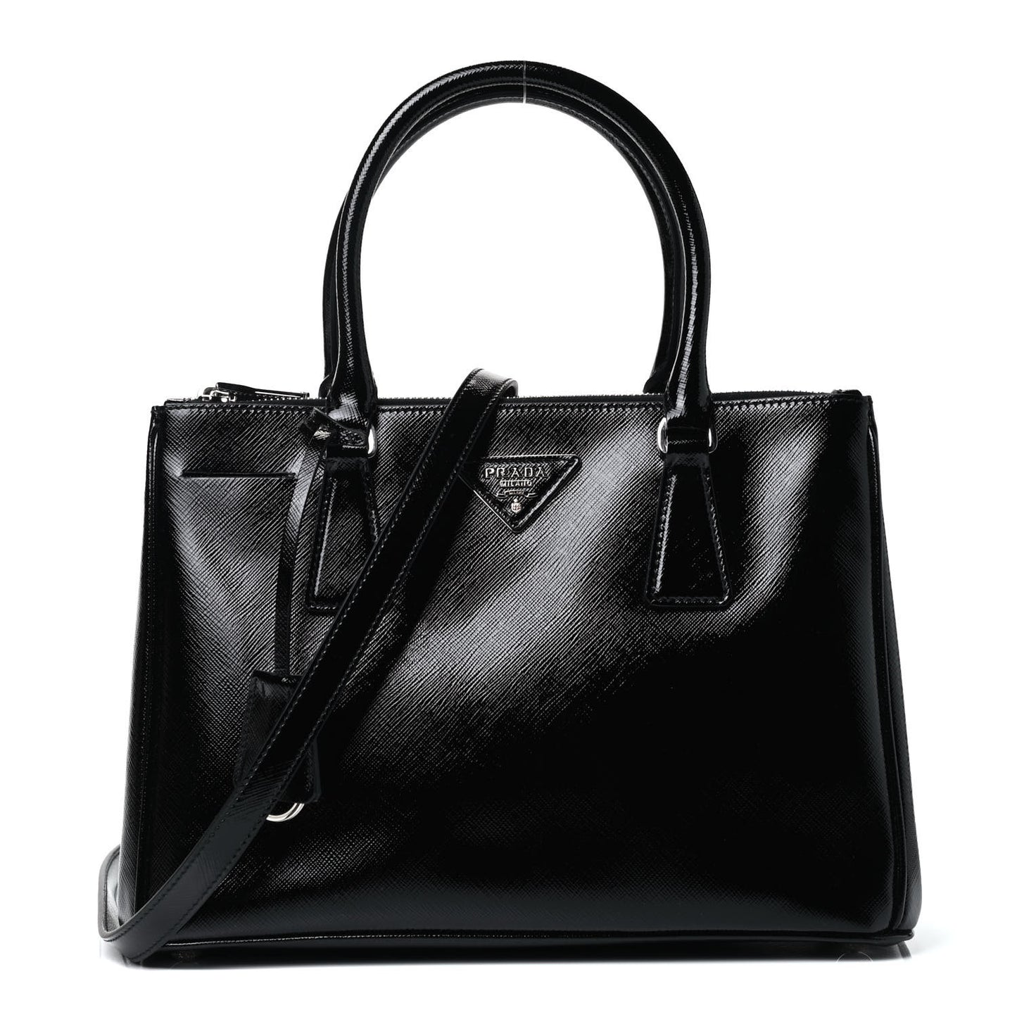 Saffiano Vernice Small Zip Tote Black