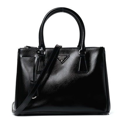 Prada Saffiano Vernice Small Zip Tote Black 1 of 4