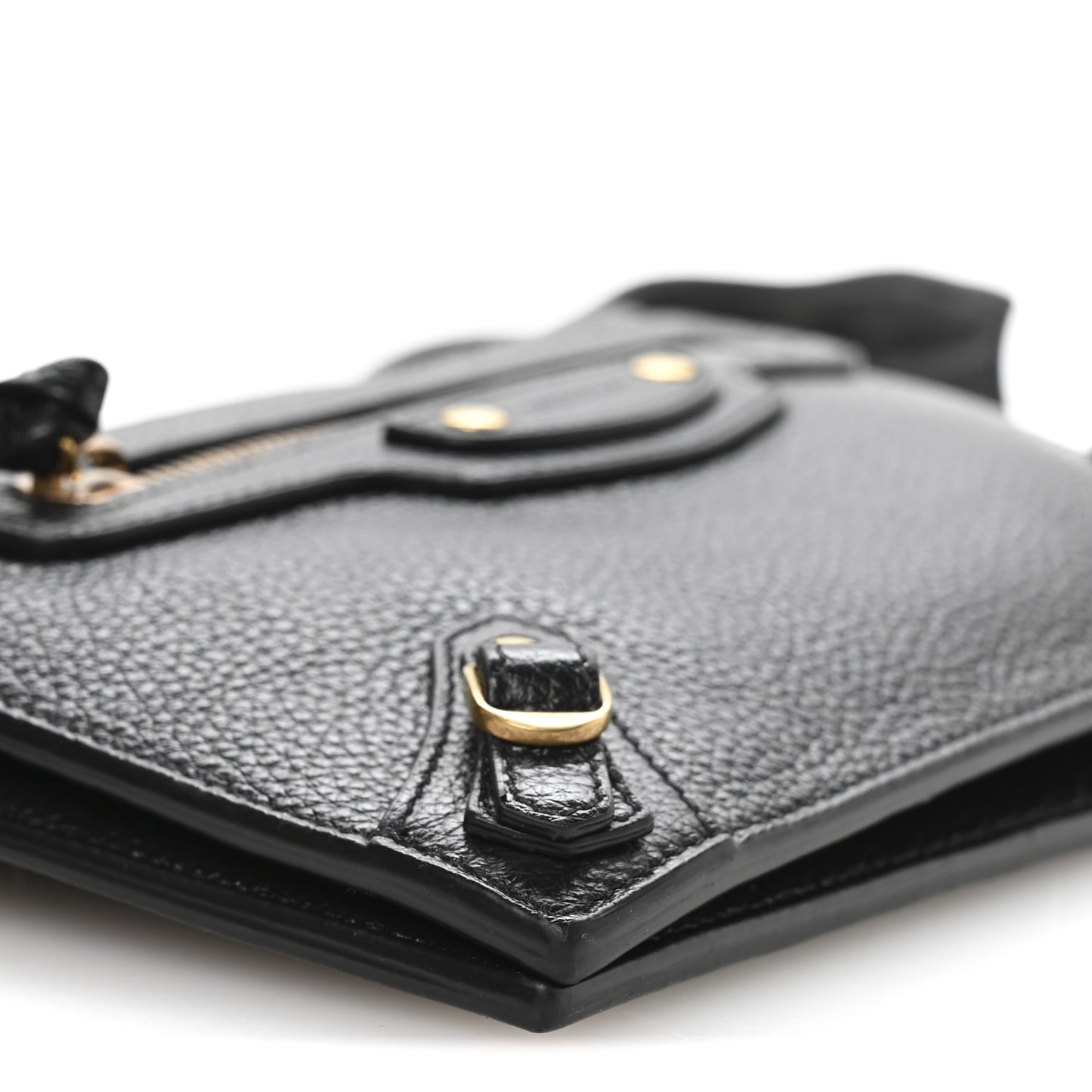 Grained Calfskin Neo Classic Gold Hardware Multipouch Black