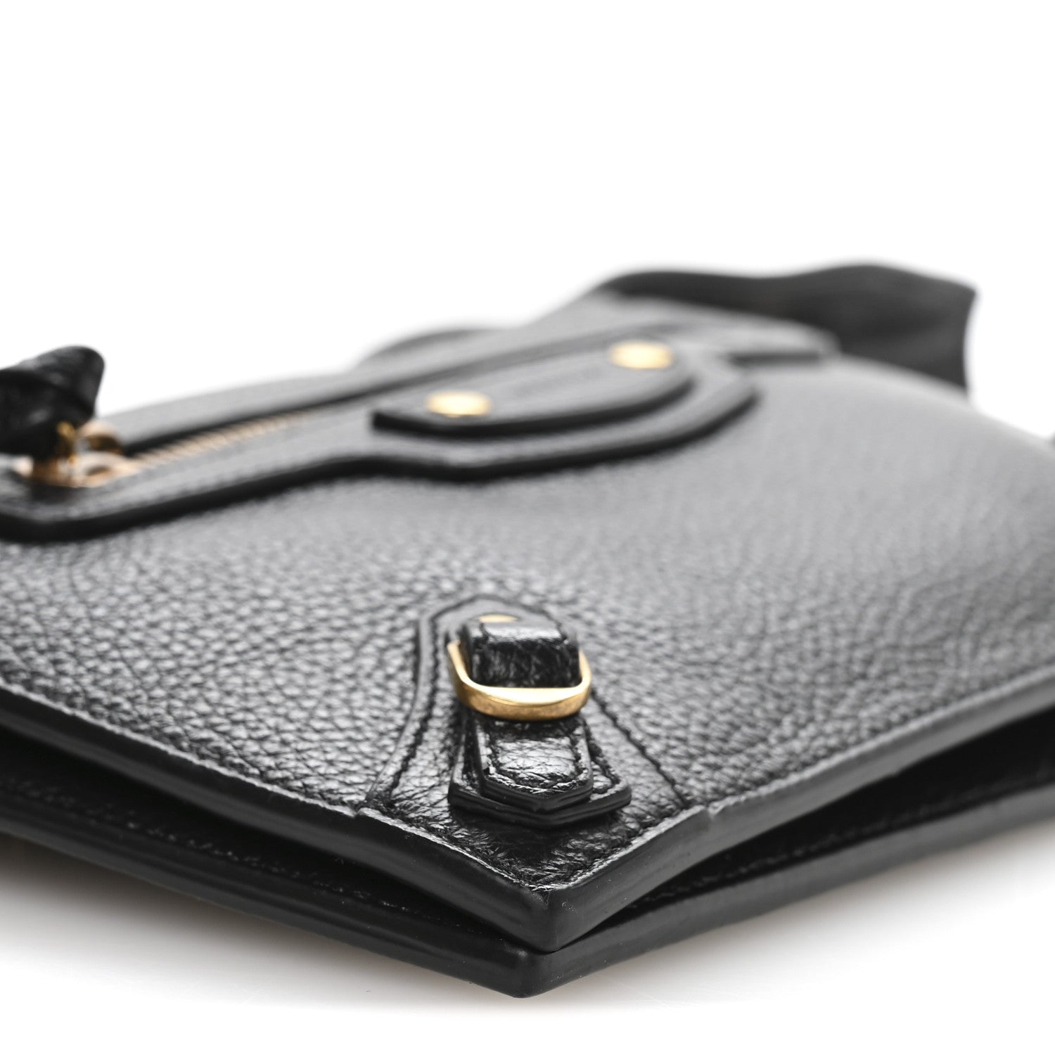 Balenciaga Grained Calfskin Neo Classic Gold Hardware Multipouch Black 9 of 10
