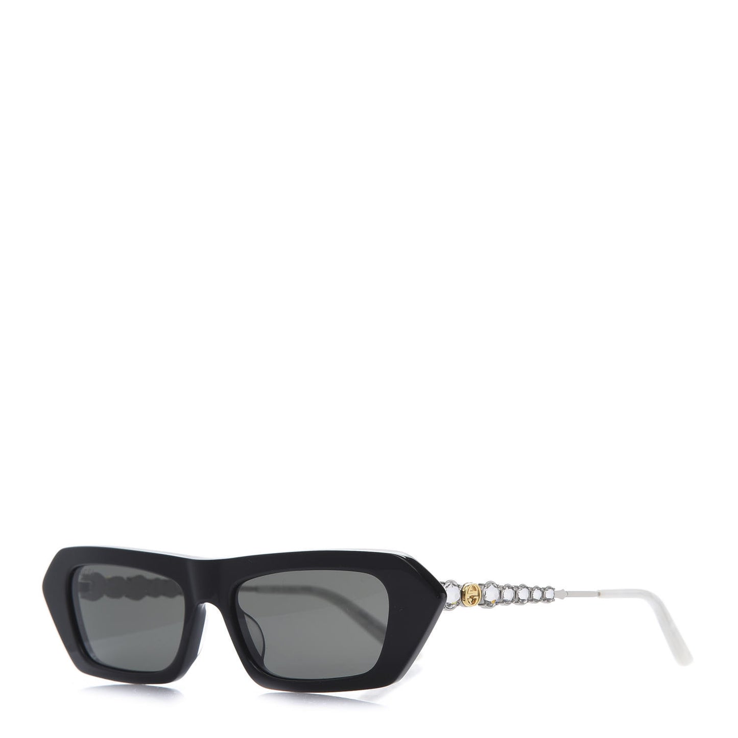 Acetate Crystal Embellished Rectangle Sunglasses GG0642S Black Gold
