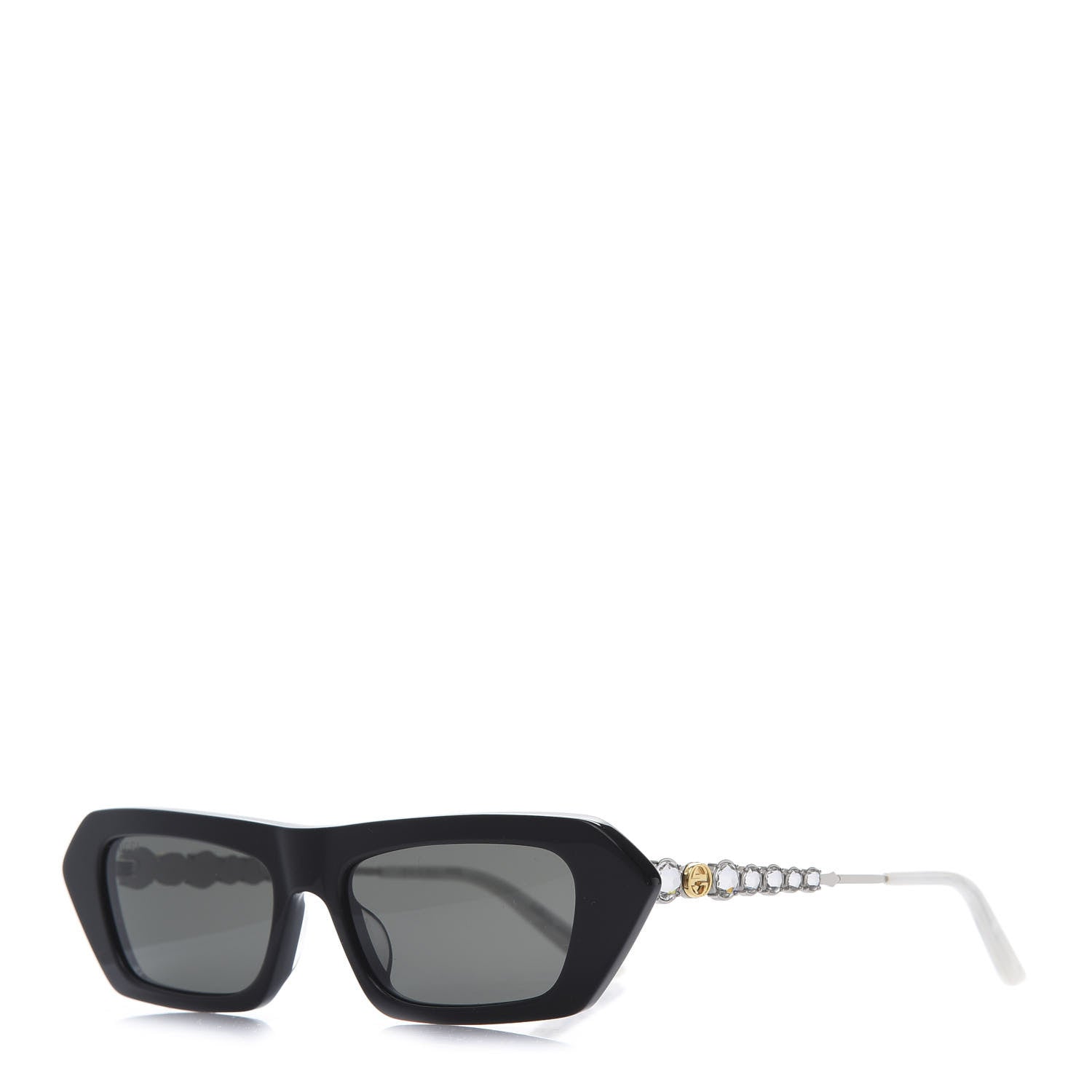 Gucci Acetate Crystal Embellished Rectangle Sunglasses GG0642S Black Gold 1 of 8