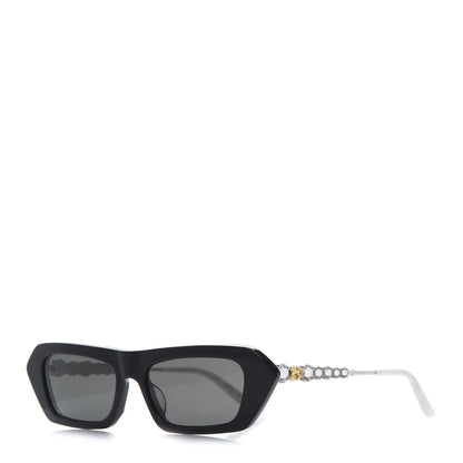 Gucci Acetate Crystal Embellished Rectangle Sunglasses GG0642S Black Gold 1 of 8