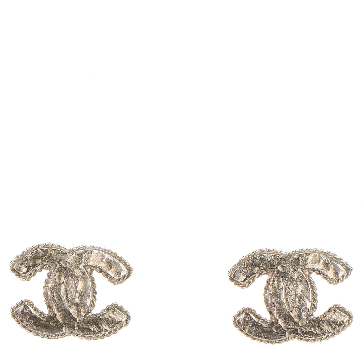 Chanel Hammered CC Earrings Silver 1 of 5