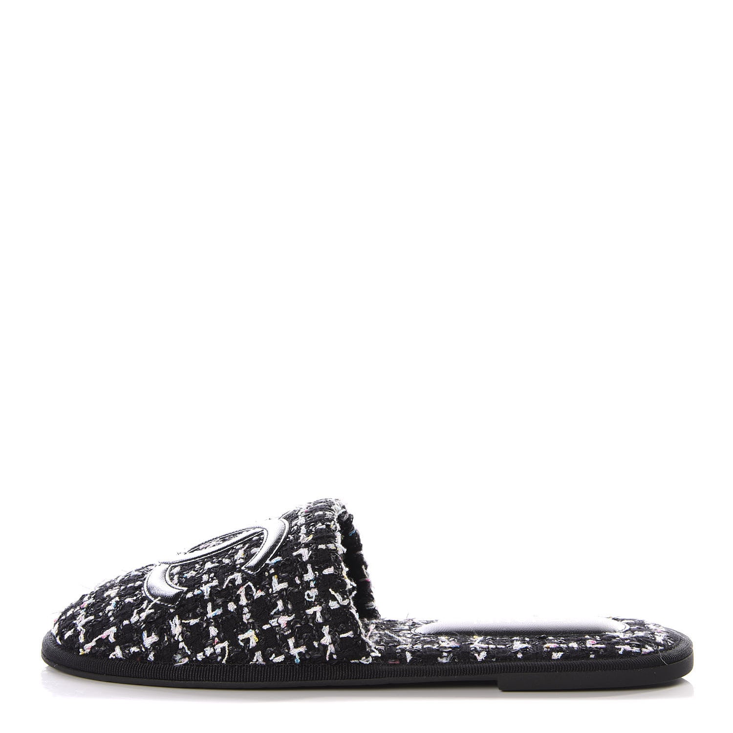 Chanel Tweed CC Flat Mules S Black 1 of 10