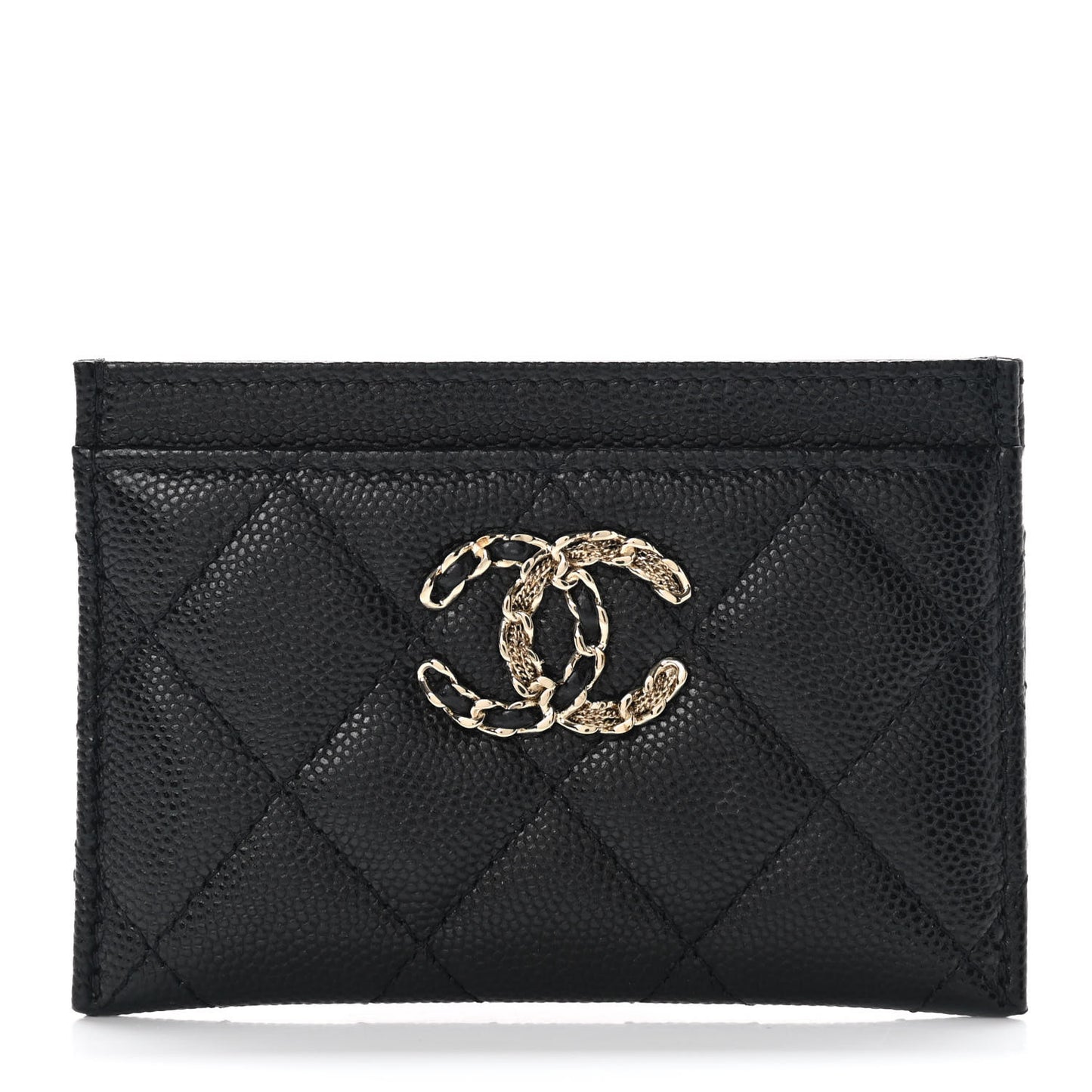 Caviar Quilted French New Wave Card Holder Black