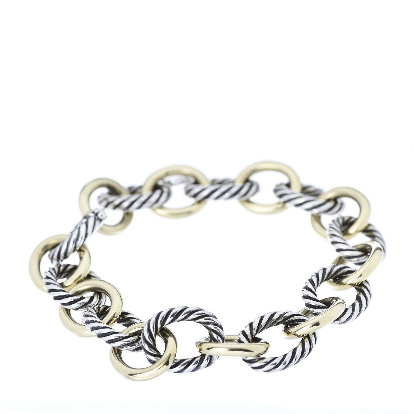 Sterling Silver 18K Yellow Gold 12mm Large Oval Link Bracelet
