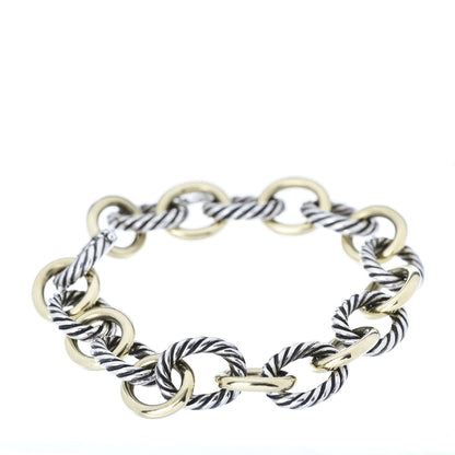 David Yurman Sterling Silver 18K Yellow Gold 12mm Large Oval Link Bracelet 1 of 5