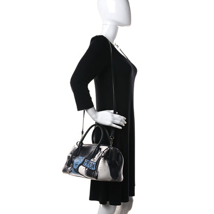 Prada Grace Lux Comic Print Bowler Bag Acciaio Mare 3 of 11