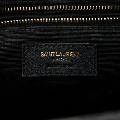 Saint Laurent Grain De Poudre Textured Mixed Matelasse Large Triquilt Monogram Satchel Black 12 of 35