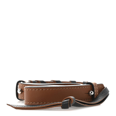 Calfskin Braided Short Strap Tan Black
