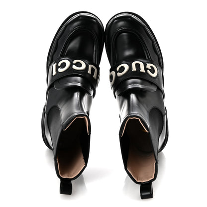 Gucci Calfskin Ornella Logo Ankle Boots 38 Black 2 of 10