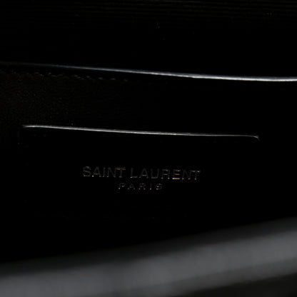 Saint Laurent Grain De Poudre Textured Mixed Matelasse Triquilt Medium Monogram Monochrome Satchel Black 6 of 11