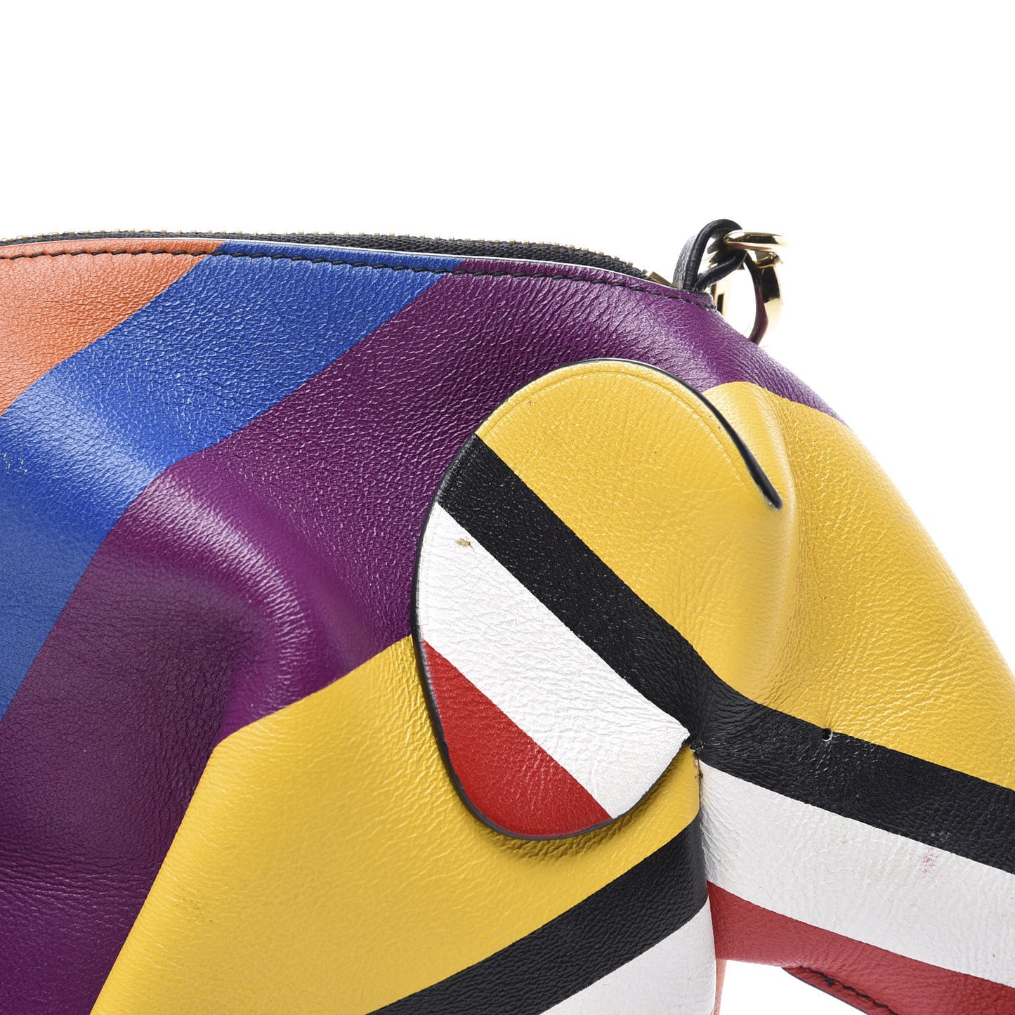 Calfskin Mini Striped Elephant Crossbody Bag Multicolor