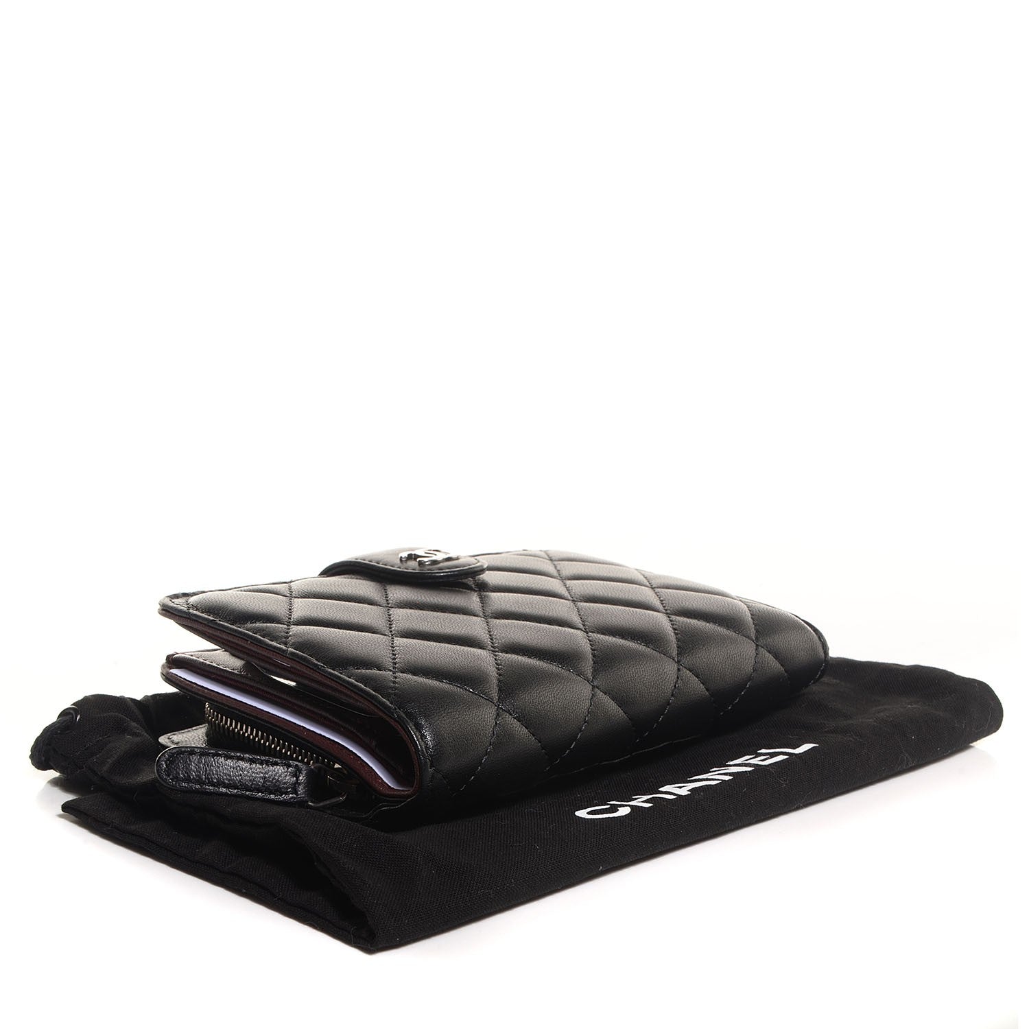 Chanel Lambskin L-Zip Pocket Wallet Black 4 of 12