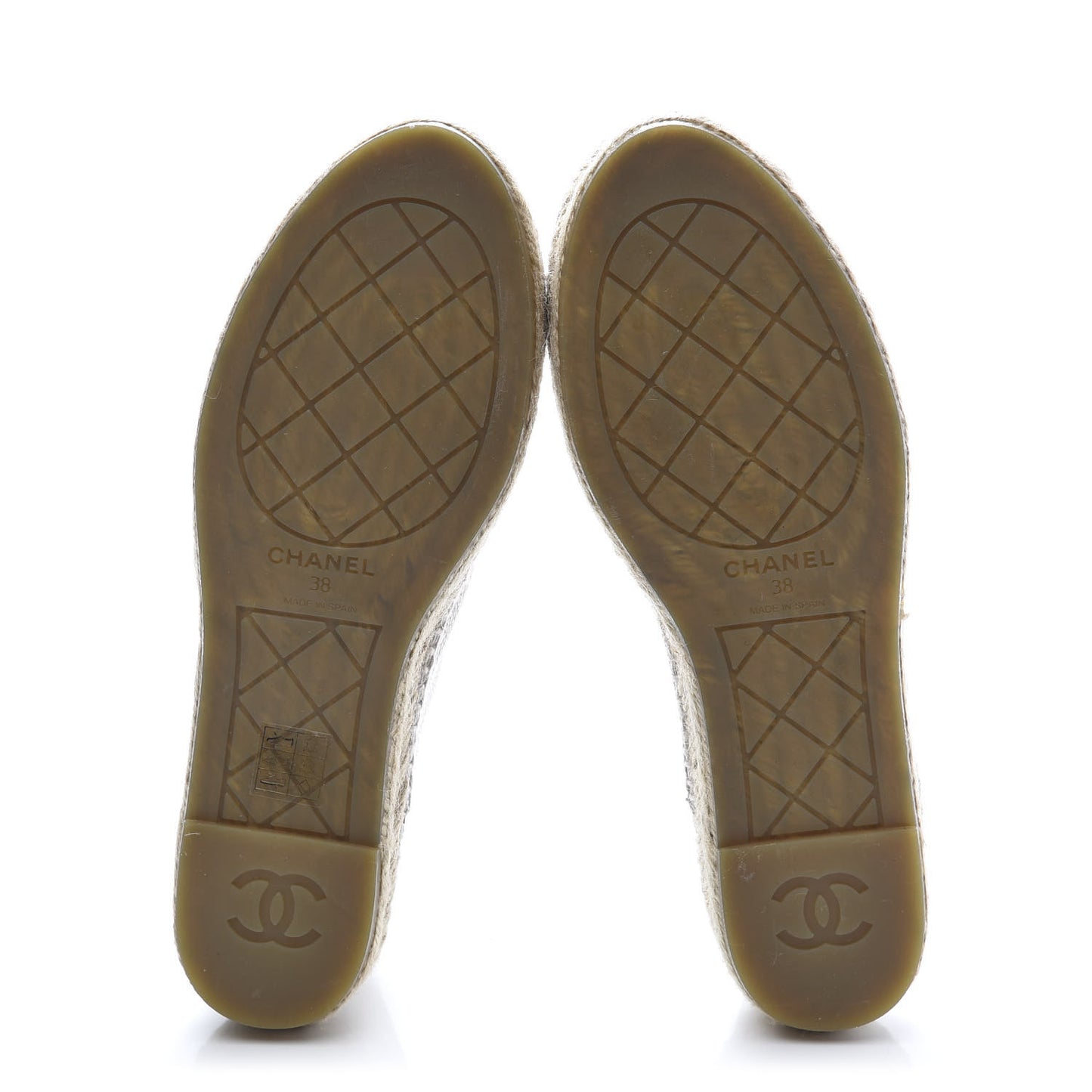 Grained Calfskin CC Espadrilles 38 Beige Black