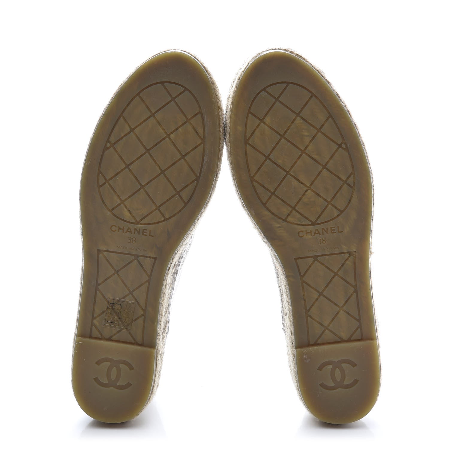 Chanel Grained Calfskin CC Espadrilles 38 Beige Black 5 of 8