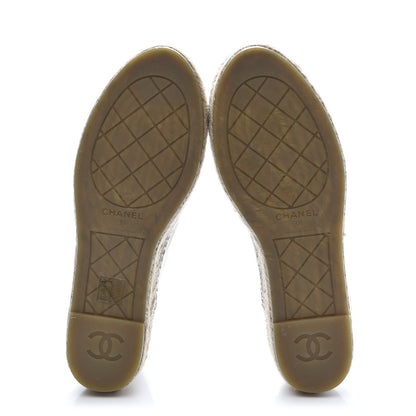 Chanel Grained Calfskin CC Espadrilles 38 Beige Black 5 of 8