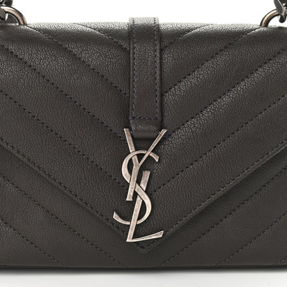 Saint Laurent Sheepskin Matelasse Chevron Monogram College Chain Wallet Coal 8 of 10