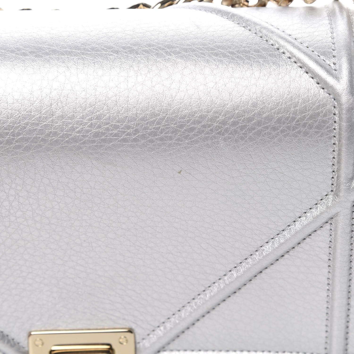 Christian Dior Metallic Grained Calfskin Medium Diorama Flap Bag Silver 15 of 17