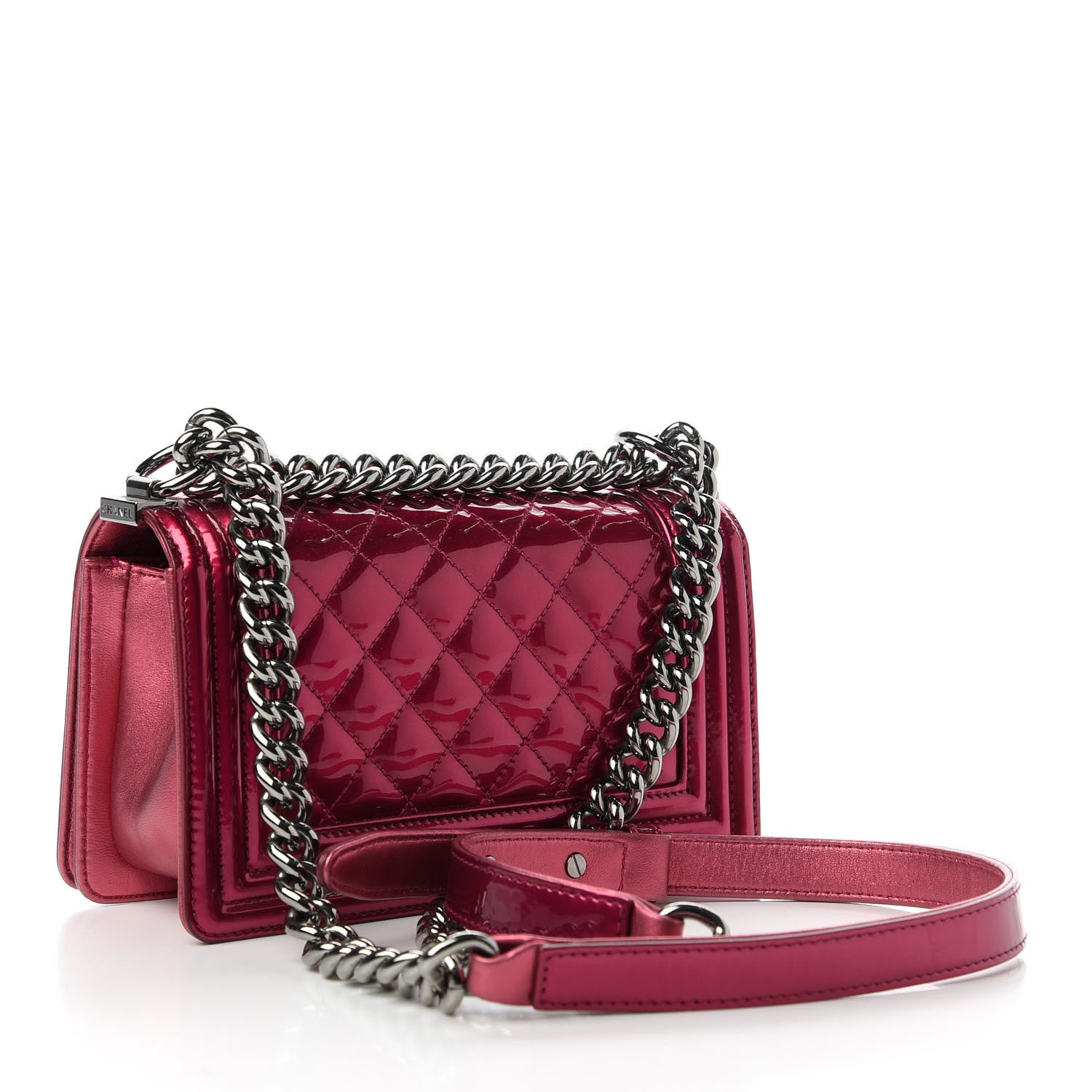 Chanel Metallic Patent Calfskin Quilted Small Boy Flap Pink 3 of 10