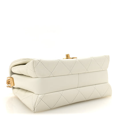 Chanel Lambskin Quilted Small CC Crystal Logo Chain Flap White 4 of 11