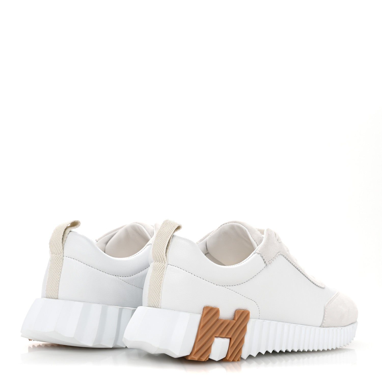 Hermes Goatskin Suede Goatskin Womens Bouncing Sneakers  38 White 5 of 10