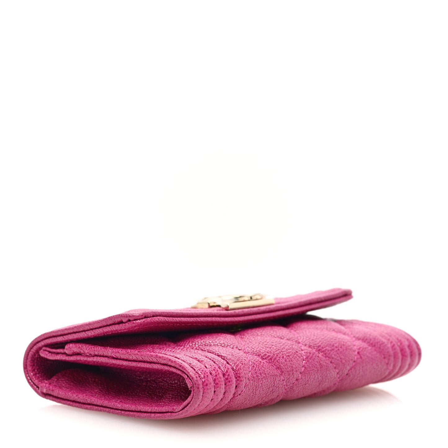 Caviar Quilted Boy Flap Card Holder Wallet Fuchsia
