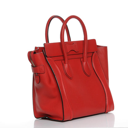 Celine Drummed Calfskin Mini Luggage Coquelicot 3 of 7