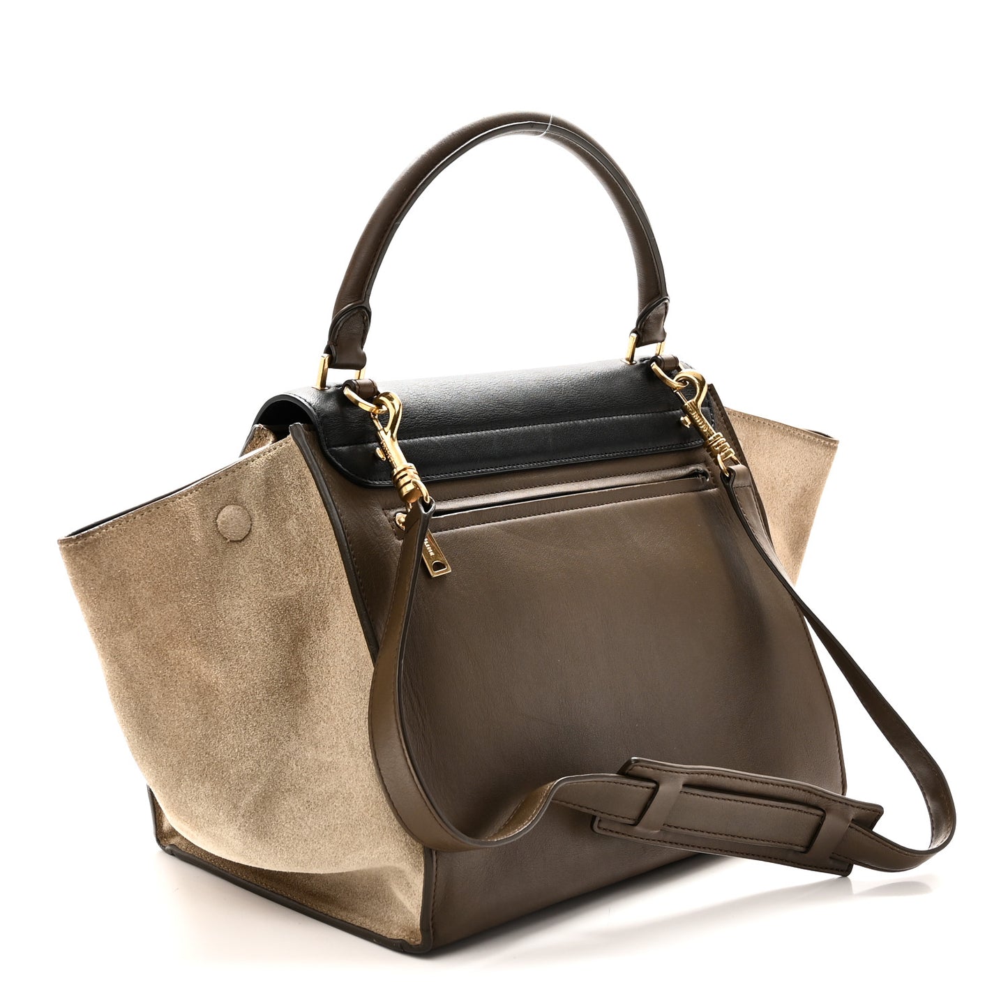 Smooth Calfskin Suede Medium Tri-Color Trapeze Olive