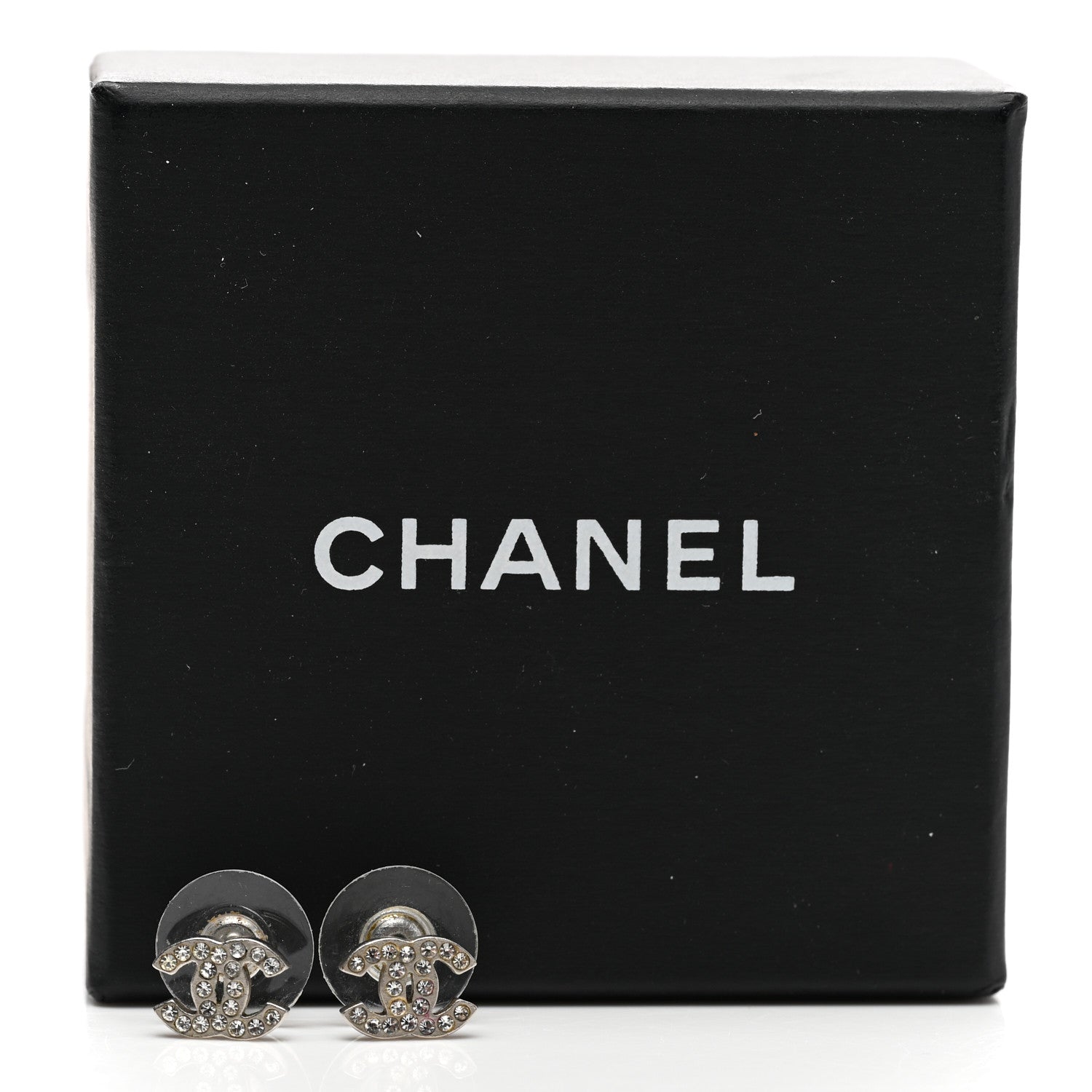 Chanel Crystal Mini Timeless CC Earrings Silver 4 of 4