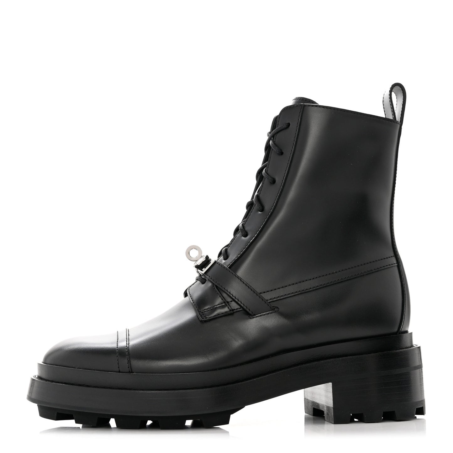 Glossed Calfskin Funk Ankle Boots 37.5 Black