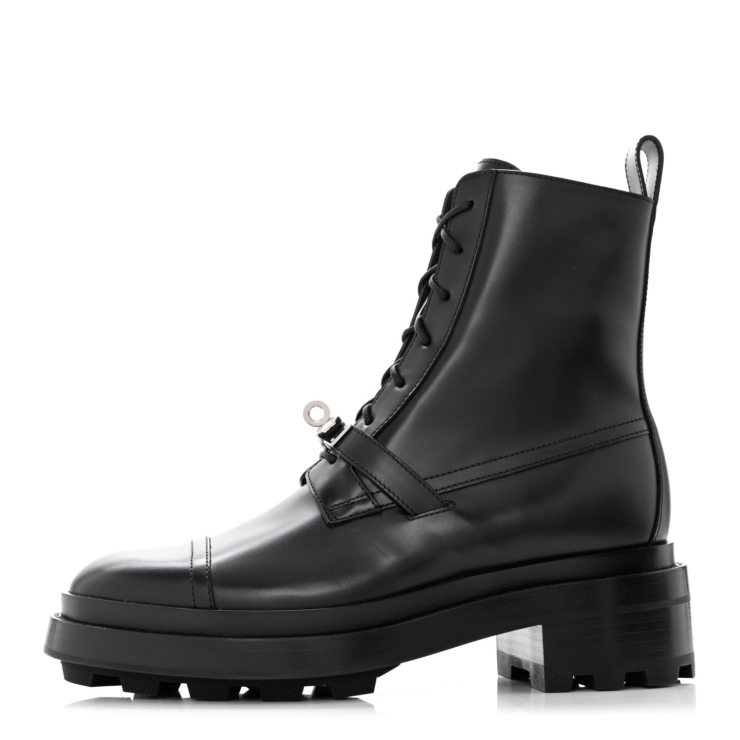 Hermes Glossed Calfskin Funk Ankle Boots 37.5 Black 1 of 9