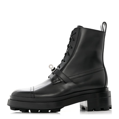 Hermes Glossed Calfskin Funk Ankle Boots 37.5 Black 1 of 9