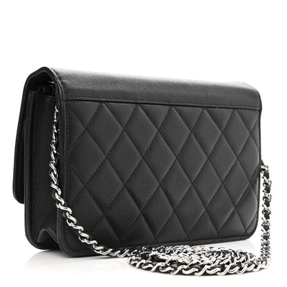 Chanel Lambskin Quilted CC Box Wallet On Chain WOC Black 3 of 13