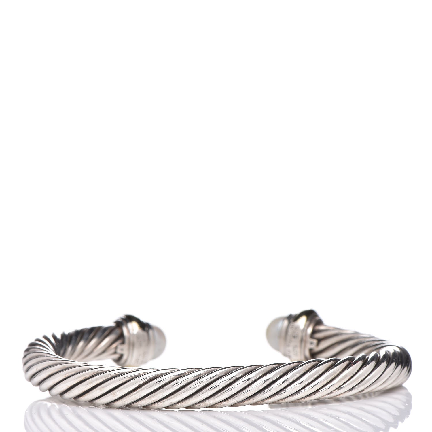 David Yurman Sterling Silver 14K Yellow Gold Pearl 7mm Cable Classics Bracelet 3 of 5