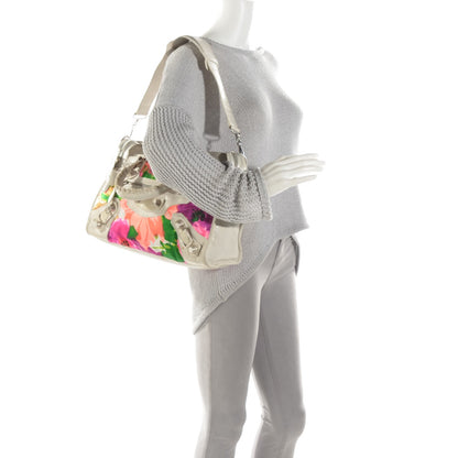 Balenciaga Agneau Canvas Floral Giant 21 Silver Hardware City White 2 of 7