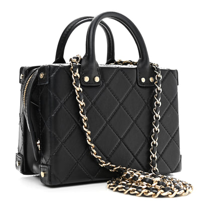 Chanel Calfskin Quilted Small Studded Square Vanity Case Black 3 of 11