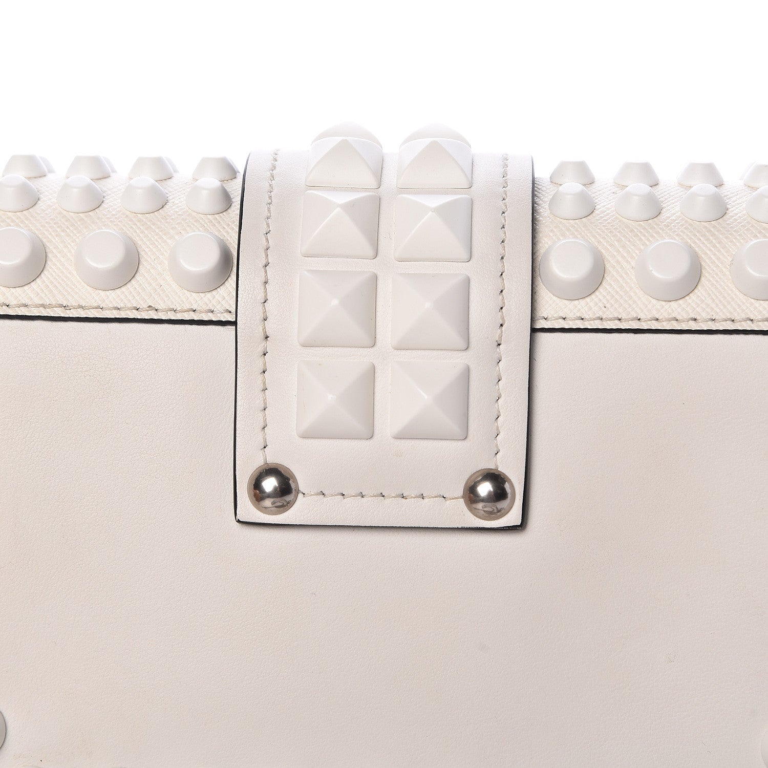 Prada City Calfskin Saffiano Studded Cahier Bag White 12 of 12