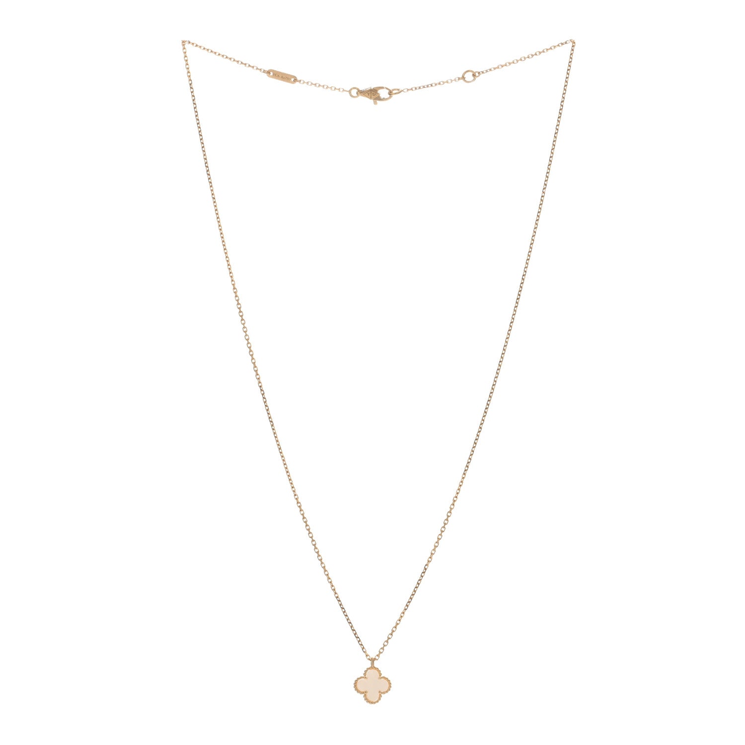 Van Cleef & Arpels 18K Yellow Gold Mother of Pearl Sweet Alhambra Pendant Necklace 2 of 4
