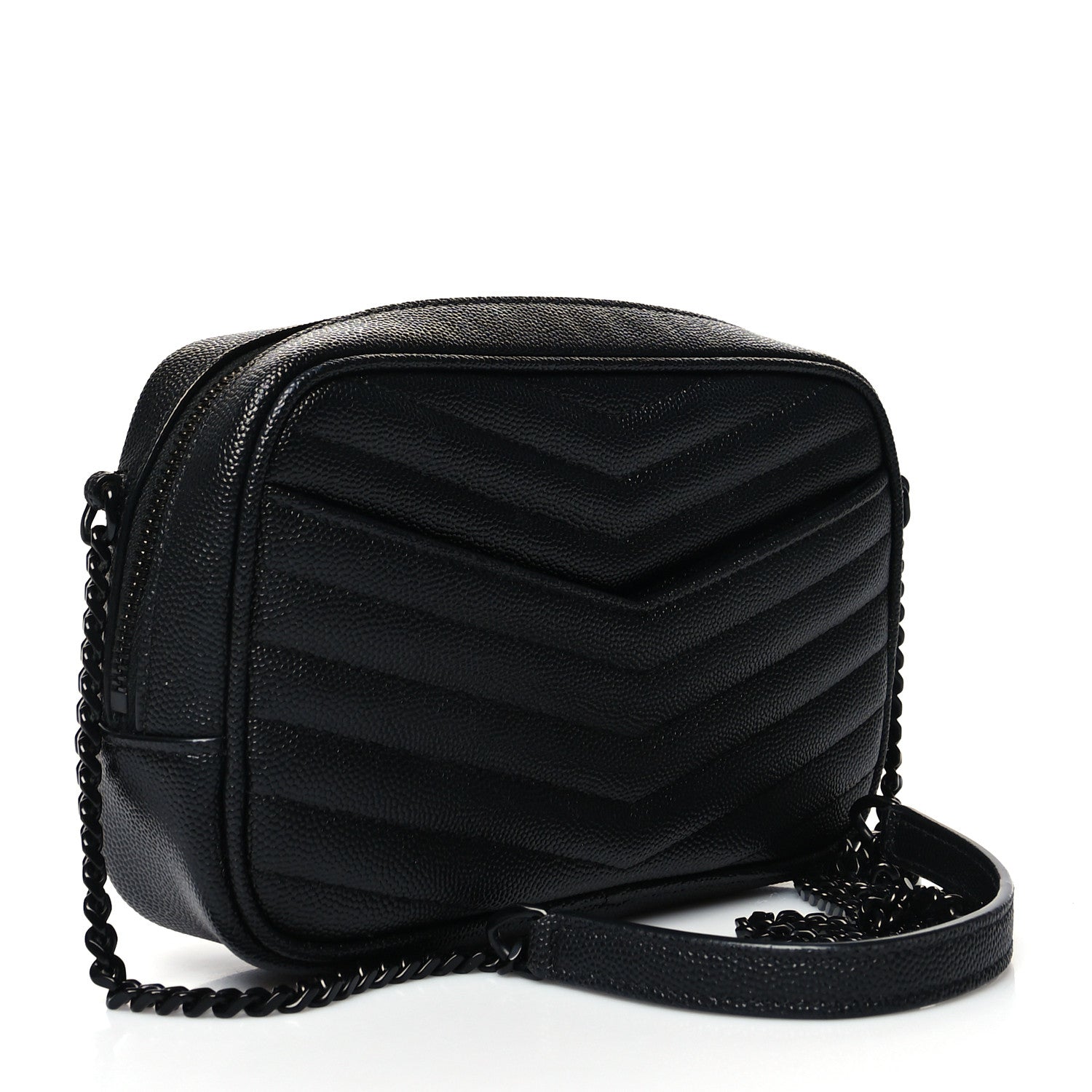 Saint Laurent Grain De Poudre Matelasse Monogram Mini Lou Camera Bag Black 3 of 10