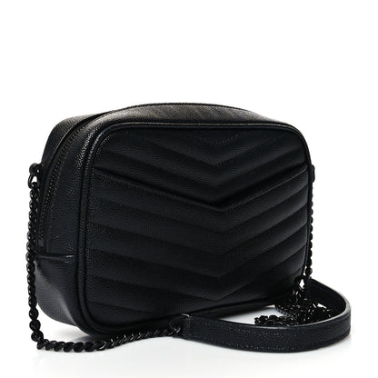 Saint Laurent Grain De Poudre Matelasse Monogram Mini Lou Camera Bag Black 3 of 10