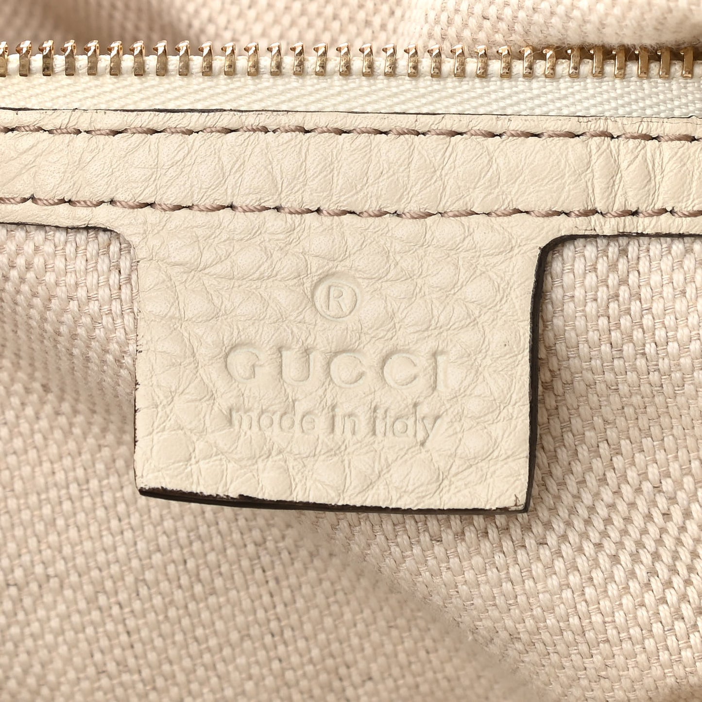 Pebbled Calfskin Large Soho Shoulder Bag Off White