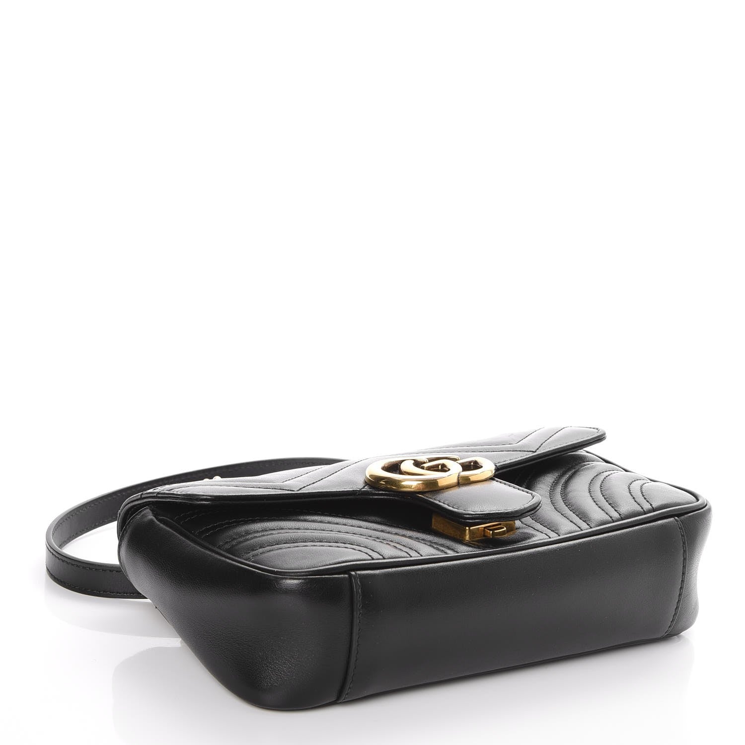 Gucci Calfskin Matelasse Mini GG Marmont Shoulder Bag Black 4 of 8